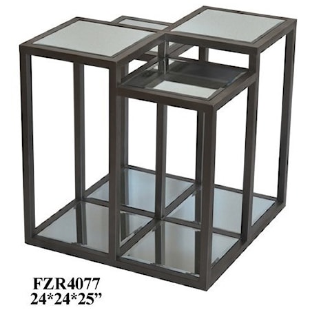 Metal and Mirror End Table