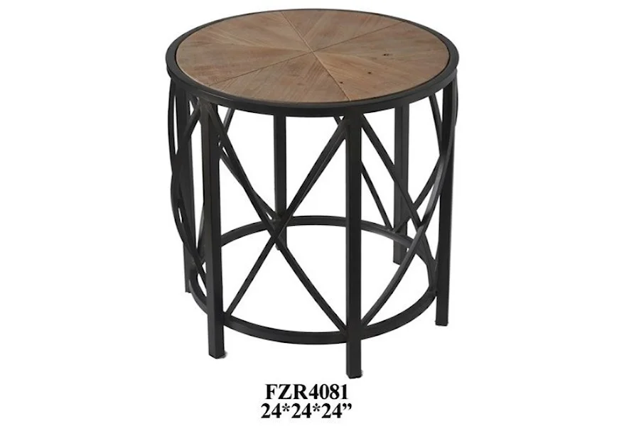 Accent Furniture Metal and Rustic Wood End Table by Crestview Collection at Factory Direct Furniture