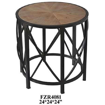 Metal and Rustic Wood End Table