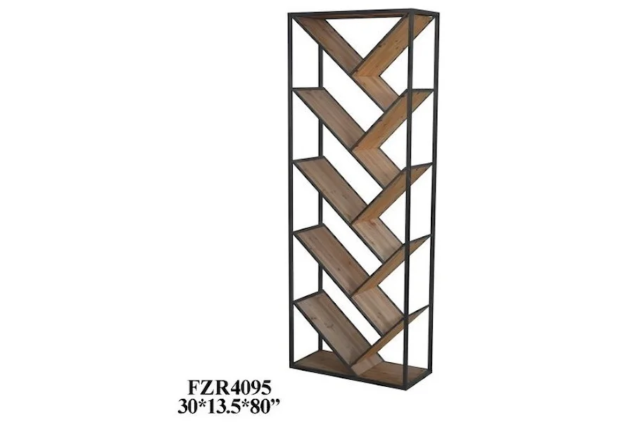Accent Furniture Metal and Wood Angled Etagere by Crestview Collection at Factory Direct Furniture