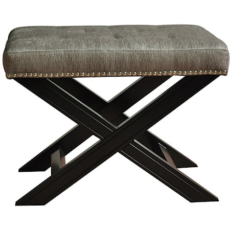 Fifth Ave Textured Silver Nailhead Stool