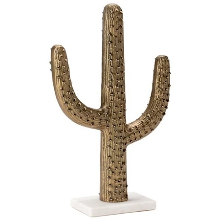 Cacti Succulent Sculpture on Marble Base