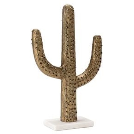 Cacti Succulent Sculpture on Marble Base