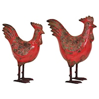 Set of 2 Rooster Statues
