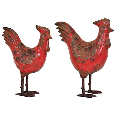 Set of 2 Rooster Statues