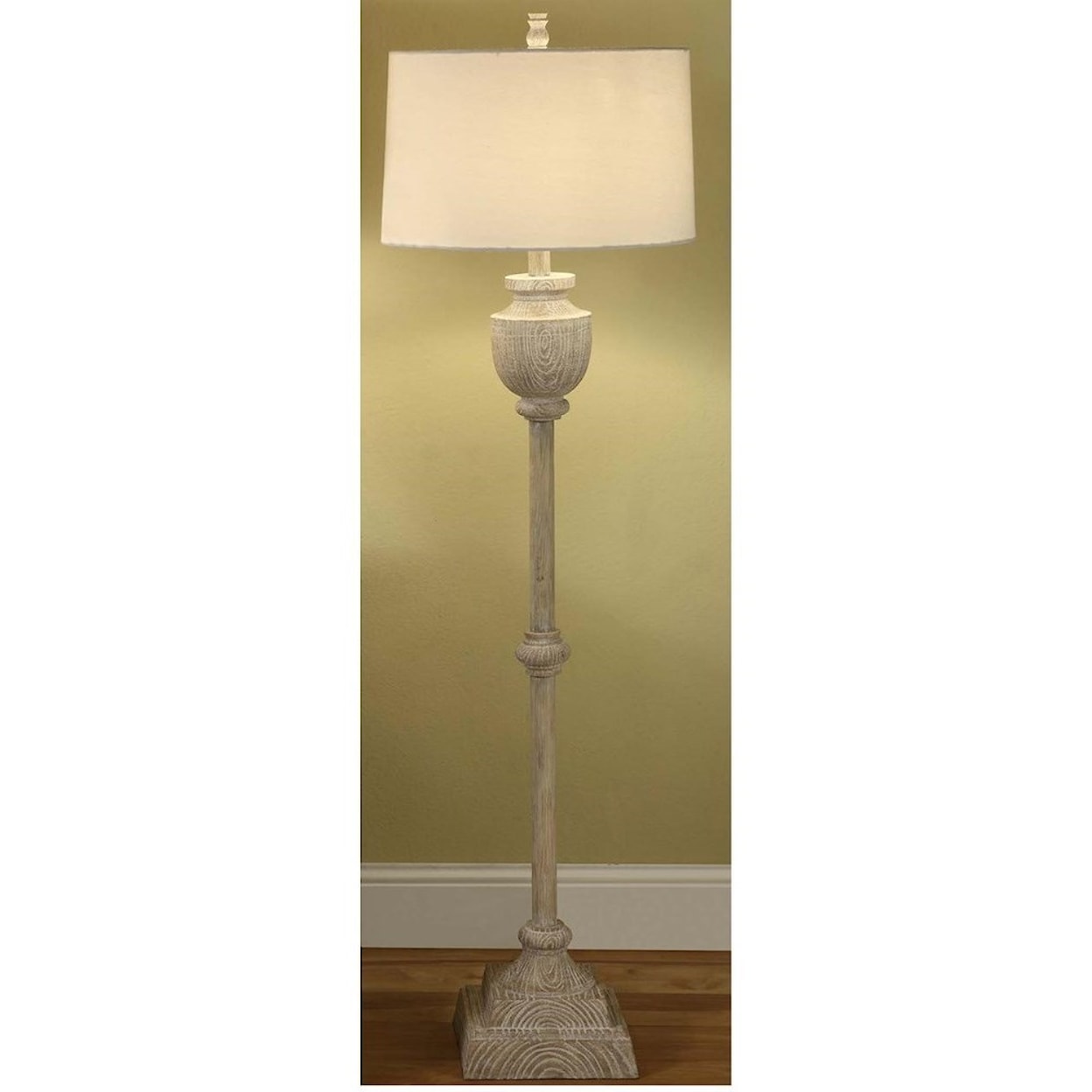 Crestview Collection Lighting Avalon Carved Wood Floor Lamp