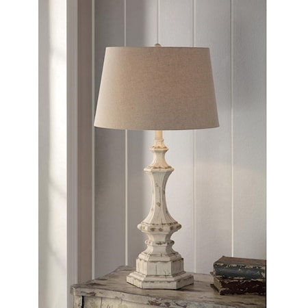 Wooden Column Table Lamp 34"Ht