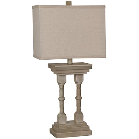 Wooden Column Table Lamp