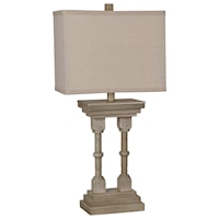 Wooden Column Table Lamp