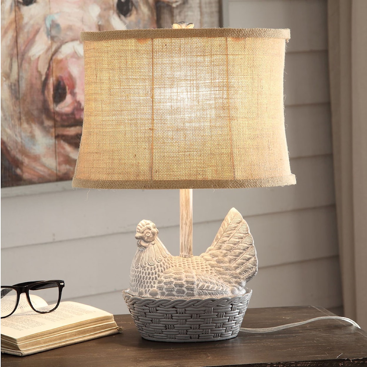 Crestview Collection Lighting Chicken Basket Table Lamp