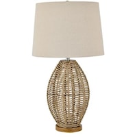 Paxton Woven Table Lamp 30.5"Ht.,Wicker & Metal Natural Wicker & Wood Finish 15 x 17 x 11.5 Oatmeal Linen Tapered Shade