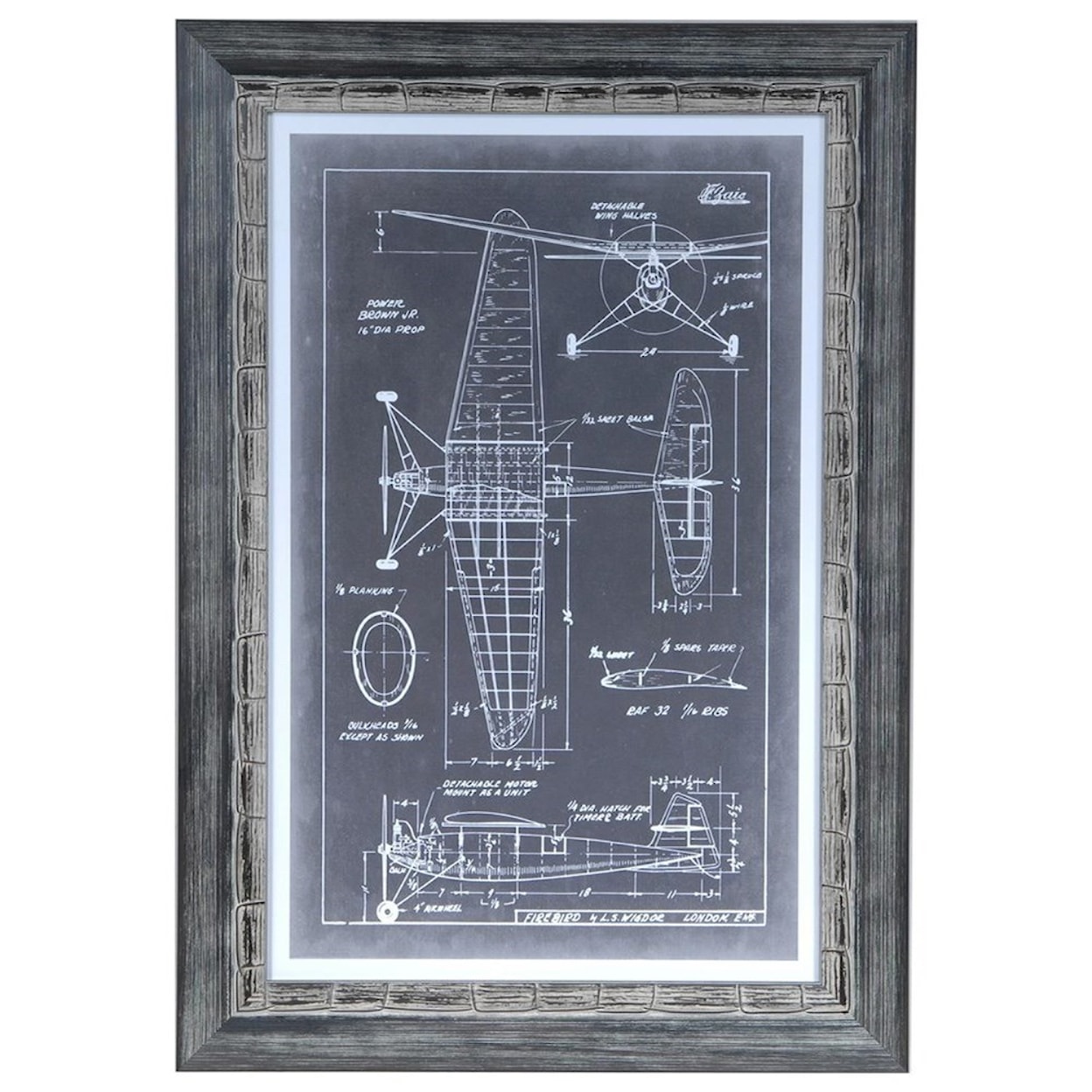 Crestview Collection Prints and Paintings Aeronautic Blue Prints 4