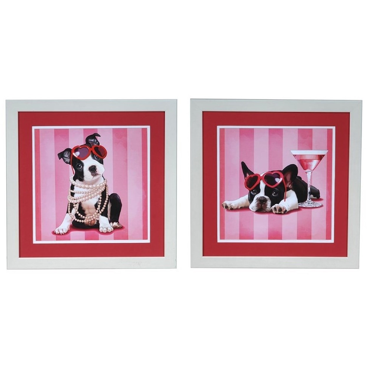 Crestview Collection Prints and Paintings Boston Terrier & Francais Set 2