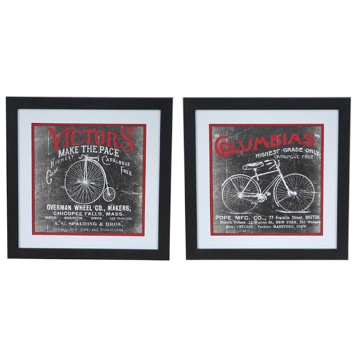 Crestview Collection Prints and Paintings Antique Bicycle 1 & 2 Set 2