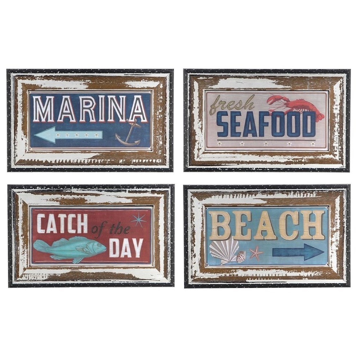 Crestview Collection Prints and Paintings Shoreline Signs (Set Of Four)