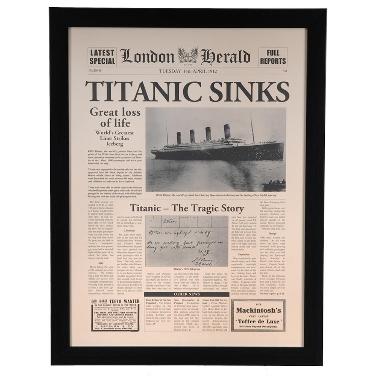 Crestview Collection Prints and Paintings Titanic Sinks