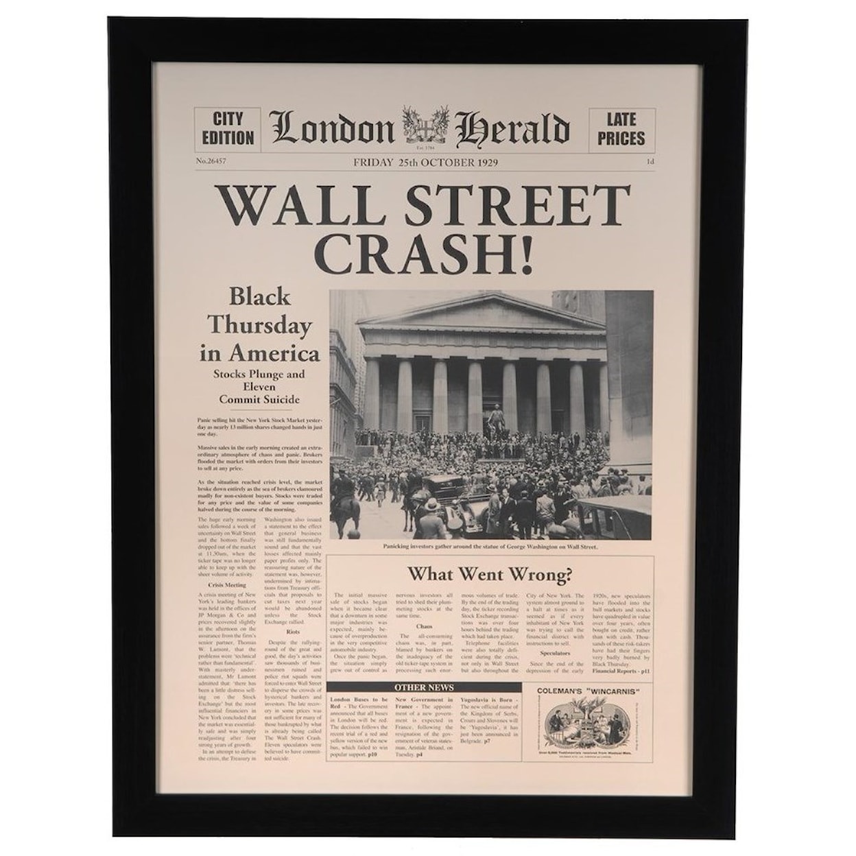 Crestview Collection Prints and Paintings Wall Street Crash