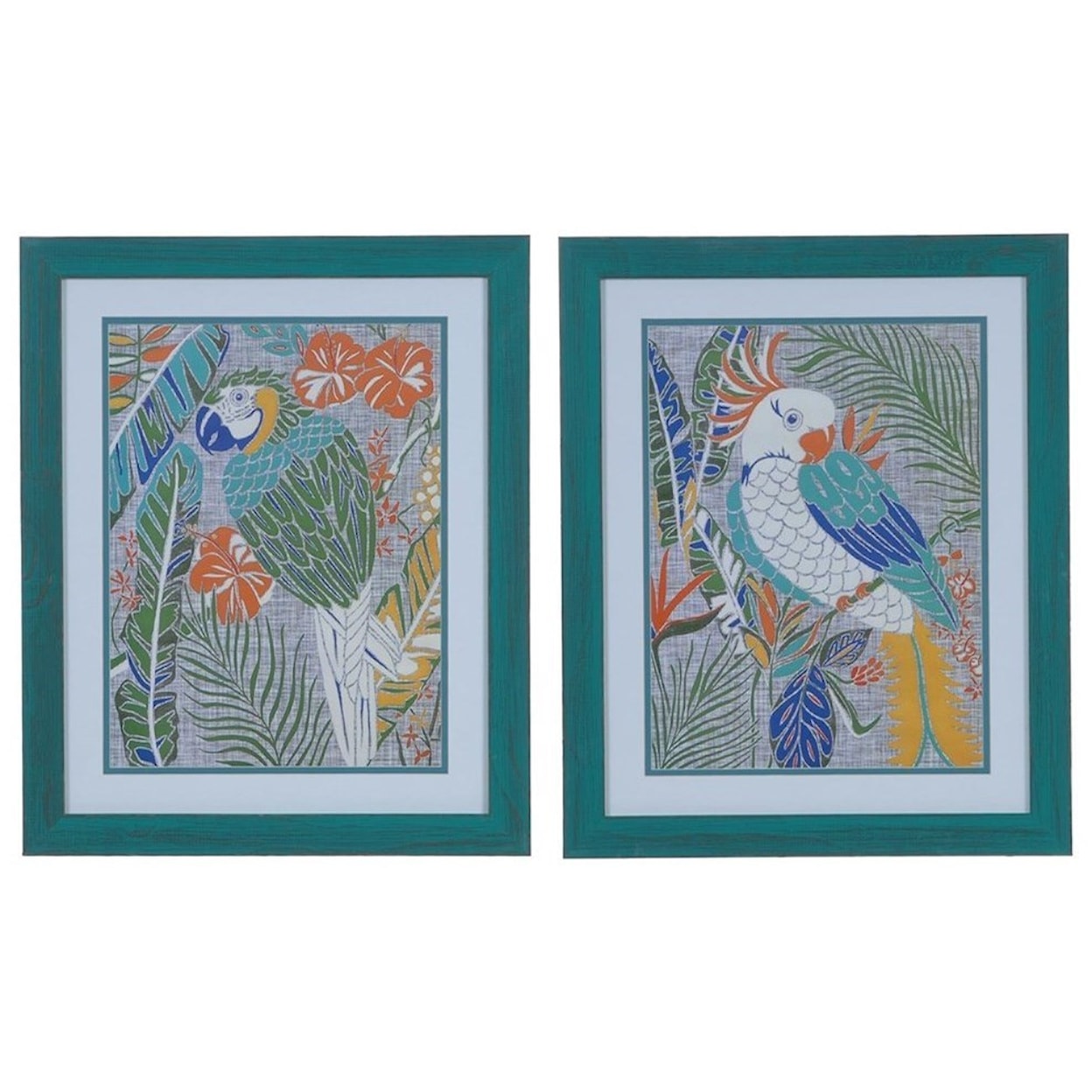 Crestview Collection Prints and Paintings Tropical Macaw & Cockatoo (Set)
