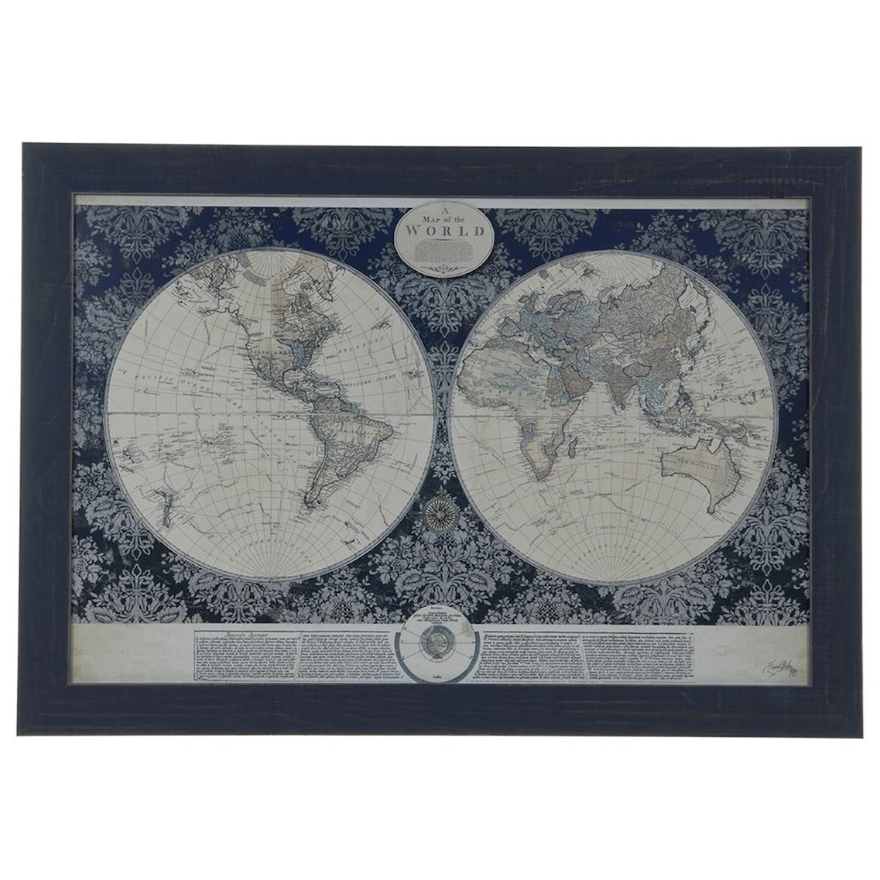 Crestview Collection Prints and Paintings Blue World Map