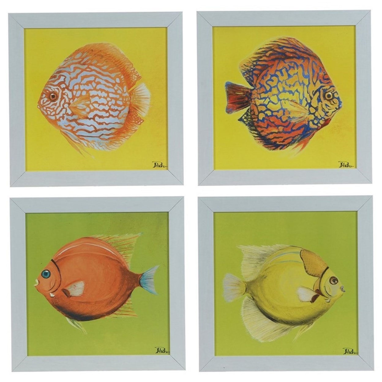 Crestview Collection Prints and Paintings Bright Aquatic Life (Set Of 4)