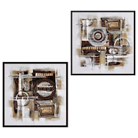 Creo Set of 2 Framed Hand Painted Canvases with 3-D Metal Accents