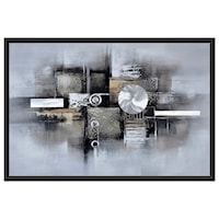 Gray Register Framed Hand Painted Canvas with 3-D Metal Accents