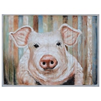 Porky Framed Hand Painted on Wood