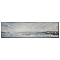 Bright Life Coastal Landscape with Gold Foil Embellishments and Silver Gallery Frame