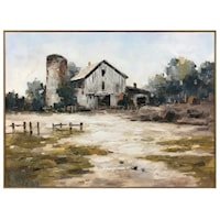 Miles Rustic Barn Painting with Natural Oak Frame