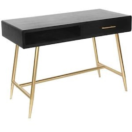 Silas Black and Gold Metal Desk