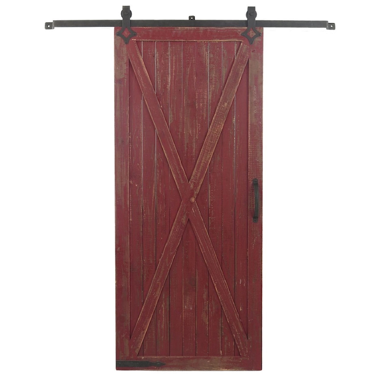 Crestview Collection Wall Décor Wooden Barn Door on Metal Slid