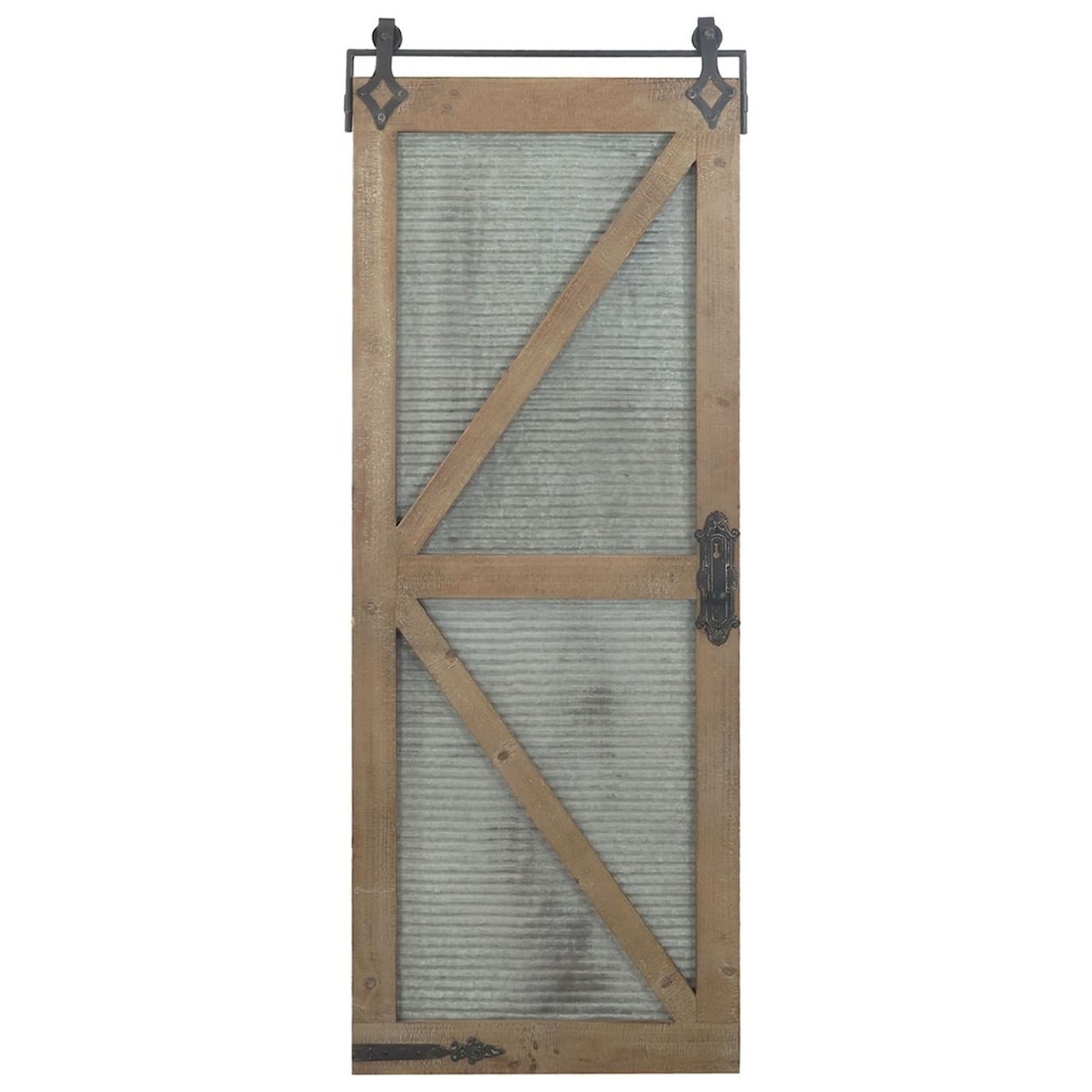 Crestview Collection Wall Décor Wooden Barn Door on Metal Slide