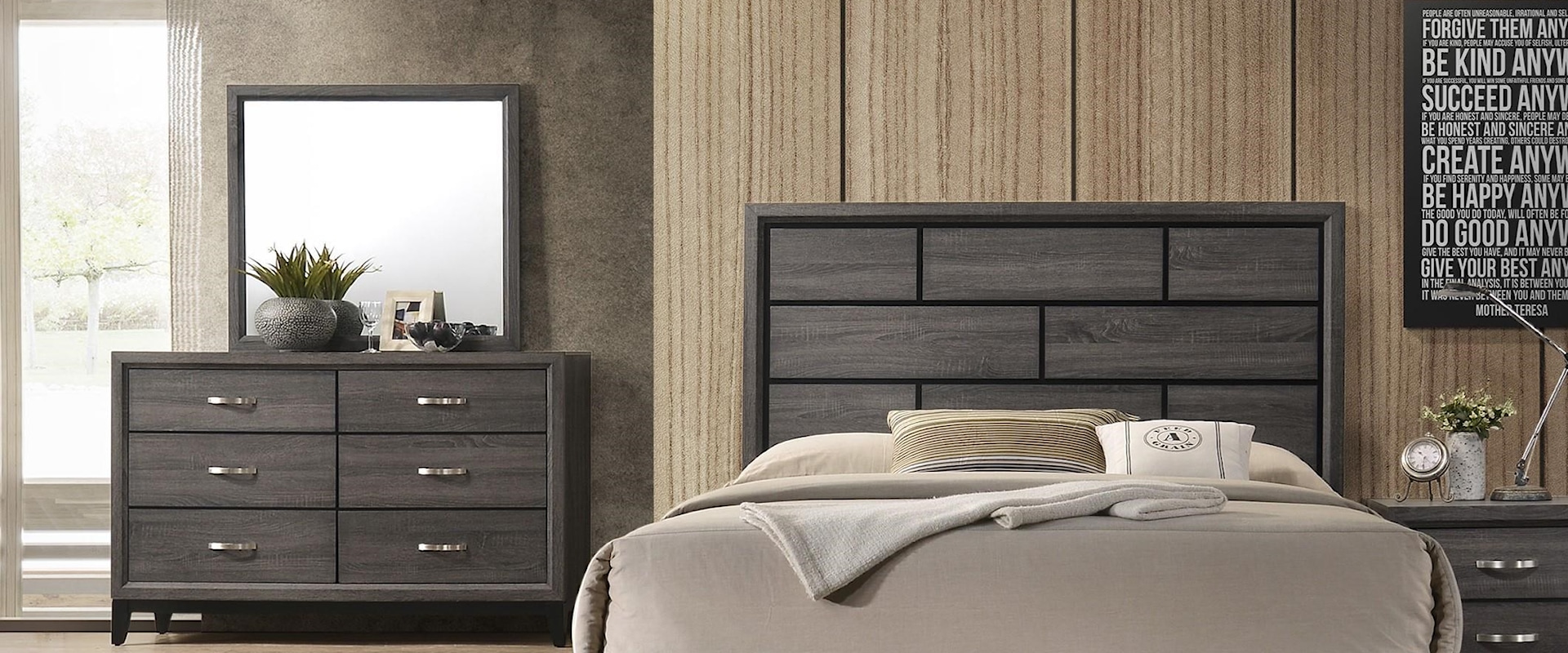 Dresser, Mirror and 3-PC Queen Bed with 2 Bonus Nightstands