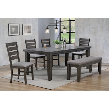 6 Piece Dining Set w/ 4 Chairs & Bench