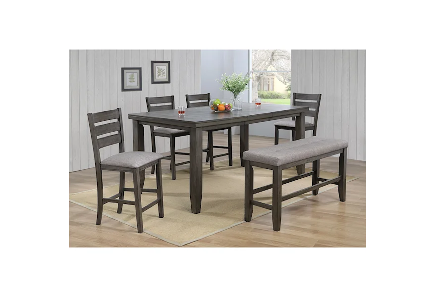 Bardstown Pub Table Set with Bench by Crown Mark at Elgin Furniture