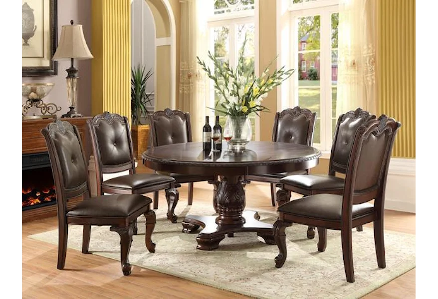 Kiera Round Table with Six Chairs by Crown Mark at Royal Furniture