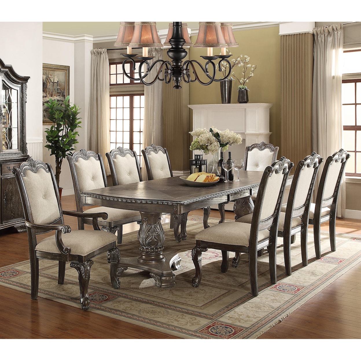 Crown Mark Kiera 7 Piece Table and Chair Set