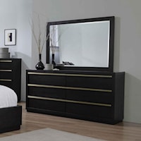 Contemporary 6-Drawer Dresser and Mirror Set