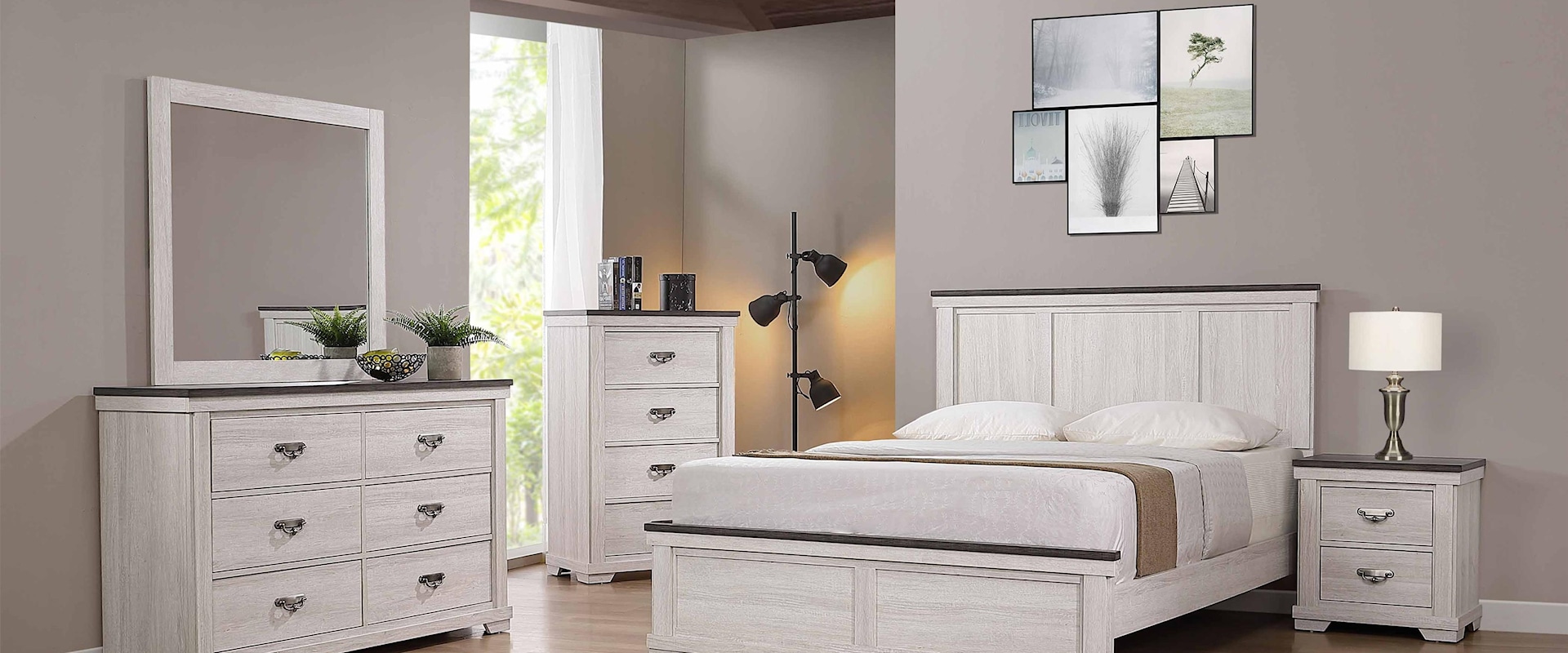 Dresser, Mirror and 3-PC Queen Bed