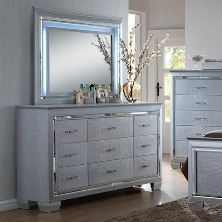 Dresser and Mirror Set