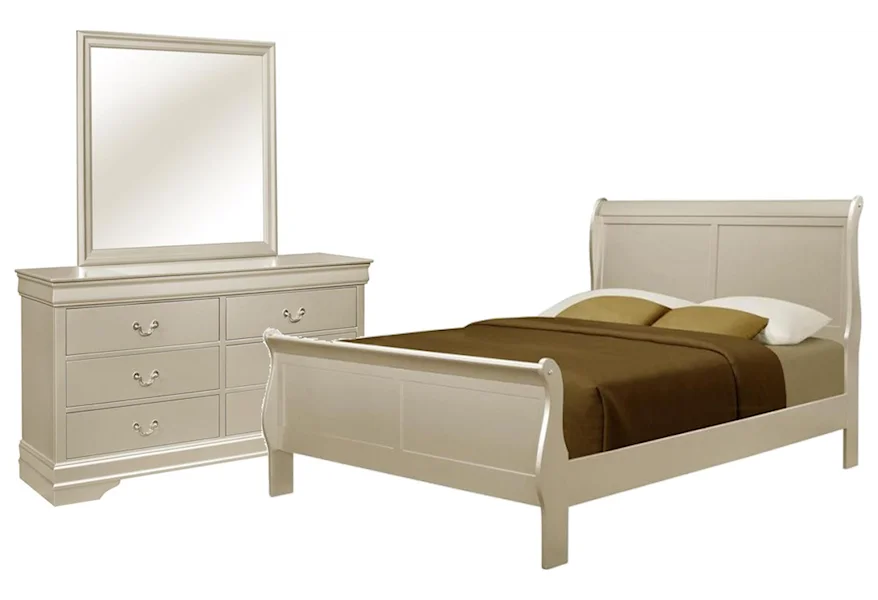 Louis Philip Queen Sleigh Bed, Dresser, Mirror by Crown Mark at Johnny Janosik