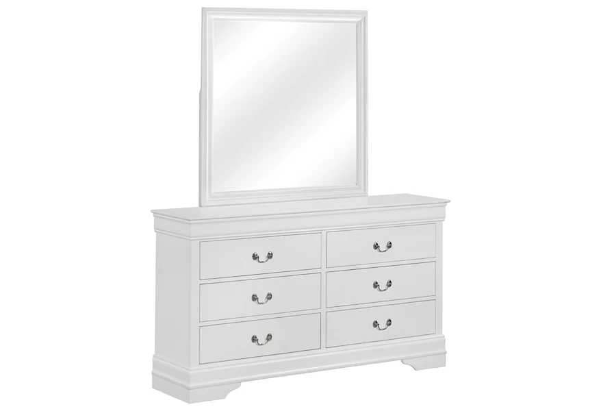 Louis Philip 6 Drawer Dresser with Mirror by Crown Mark at Johnny Janosik