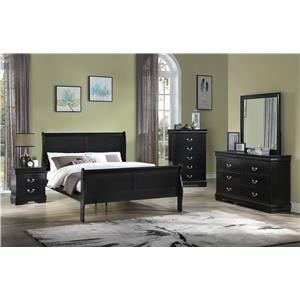 Crown Mark Louis Phillipe Black Queen 5 Pc Bedroom Group - B3950 Queen 5 Pc Group