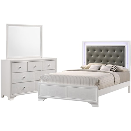 Queen Bed, Dresser, Mirror
