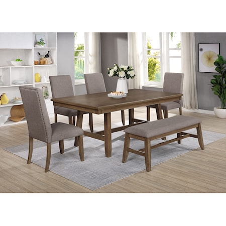 6-Piece Table and Chair Set with Bench