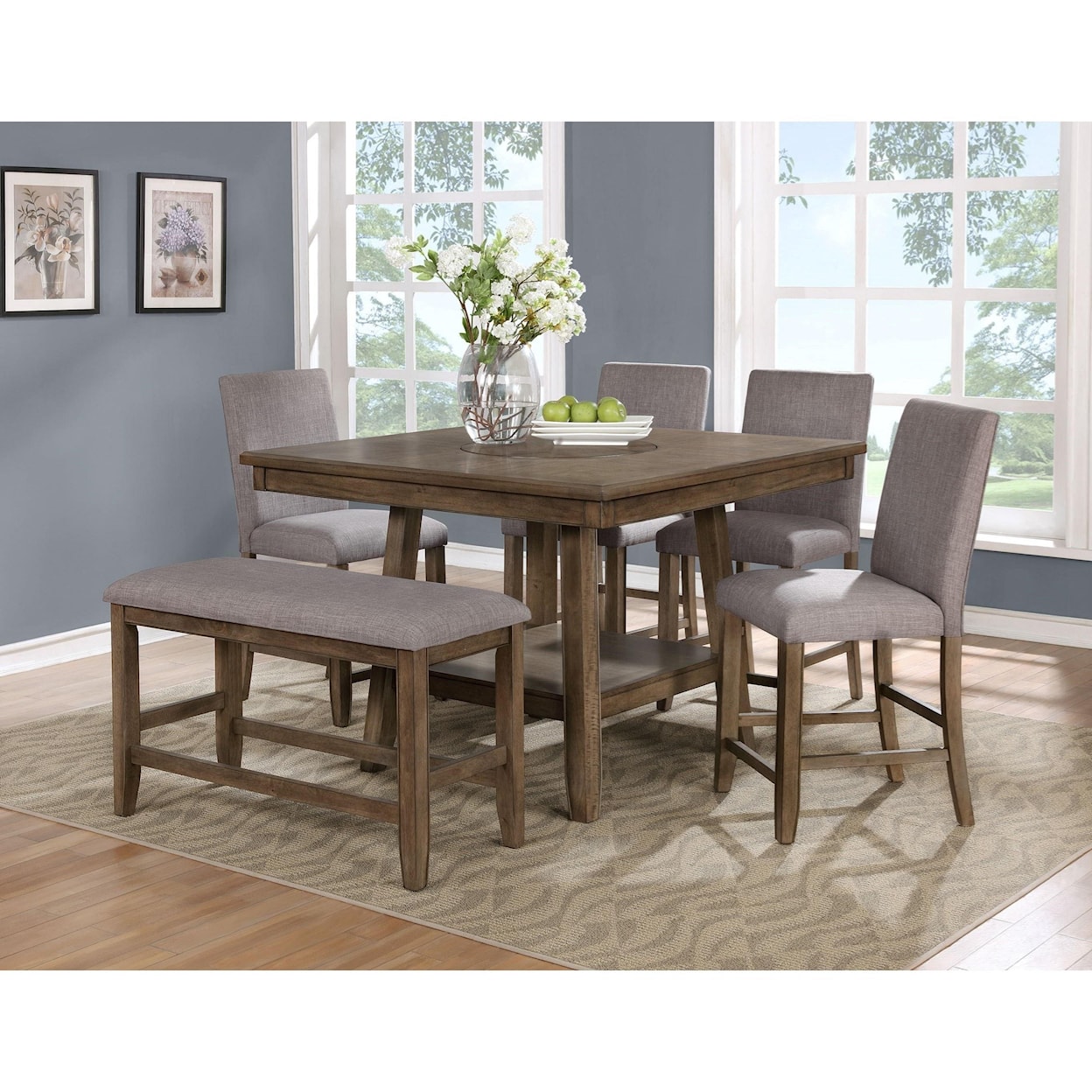 Crown Mark Manning Counter Height Table with 4 Stools
