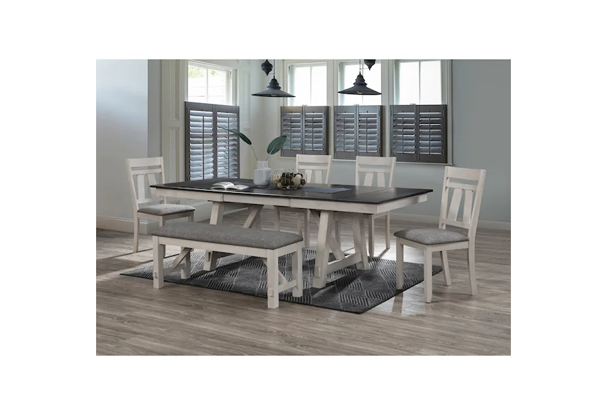 Maribelle 6-Piece Table and Chair Set with Bench by Crown Mark at Galleria Furniture, Inc.