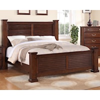 Queen Bed with Slat Paneled Headboard 