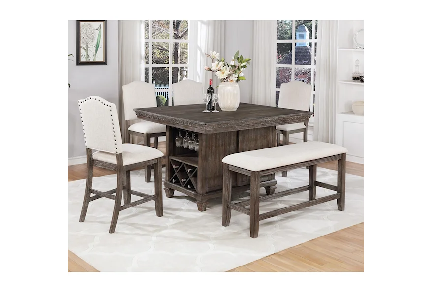 Regent 6 Piece Counter Dining Set by Crown Mark at Galleria Furniture, Inc.
