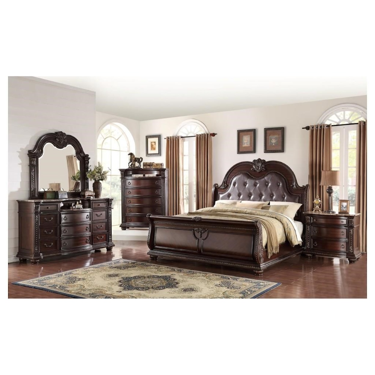 Crown Mark Stanley Bedroom Queen 5 Piece Bedroom Group